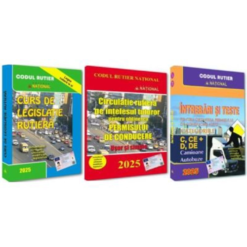 Pachet 2024. Intrebari, teste si legislatie pentru obtinerea permisului de conducere auto. Categoriile C, CE + D, DE