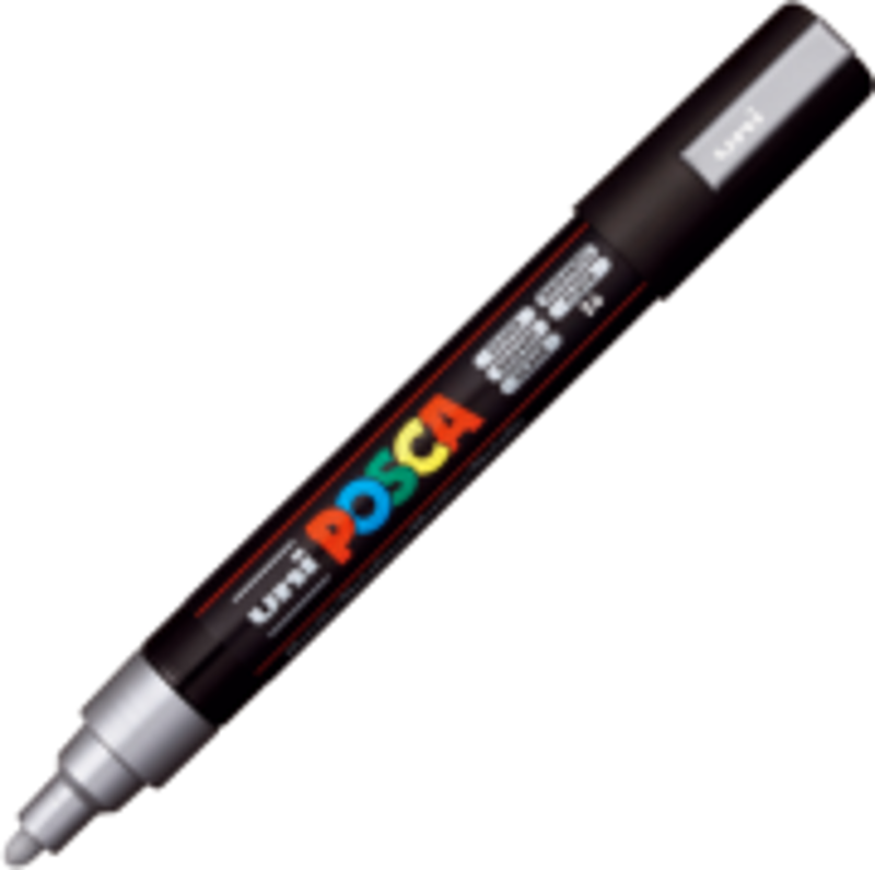 Marker UNI PC-5M 1. 8-2. 5 mm, argintiu, Posca