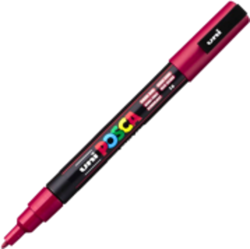 Marker UNI PC-3M 0. 9-1. 3 mm, rosu inchis, Posca