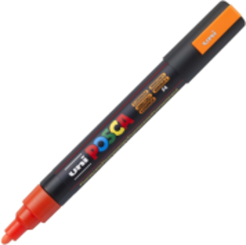 Marker PC-5M 1. 8 - 2. 5 mm Portocaliu Fluorescent, Posca