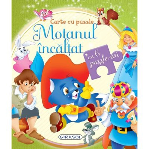 Carte cu puzzle Motanul incaltat (cu 6 puzzle-uri)