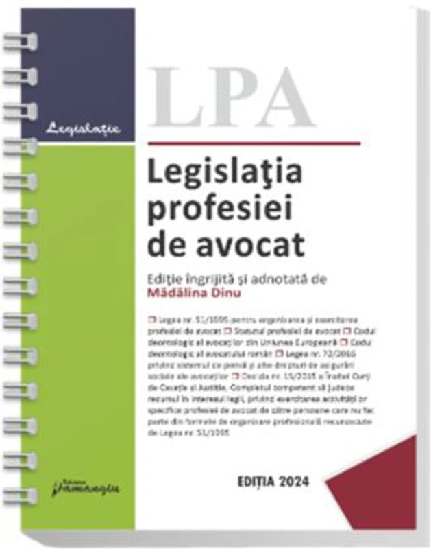Legislatia profesiei de avocat. Actualizata 10 octombrie 2024 - spiralata