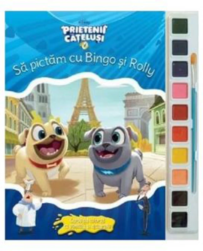 Sa pictam cu Bingo si Rolly. Carte de colorat cu pensula si acuarele