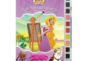 Sa pictam cu Rapunzel. Carte de colorat cu pensula si acuarele