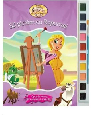 Sa pictam cu Rapunzel. Carte de colorat cu pensula si acuarele