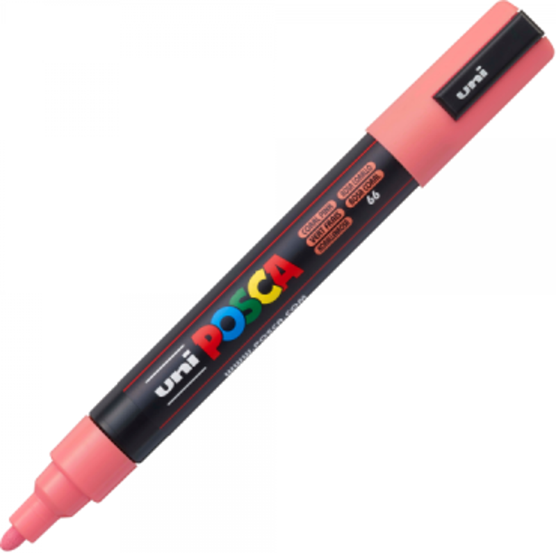 Marker UNI PC-5M, varf rotund, 1. 8-2. 5 mm, roz coral, Posca (M1177)