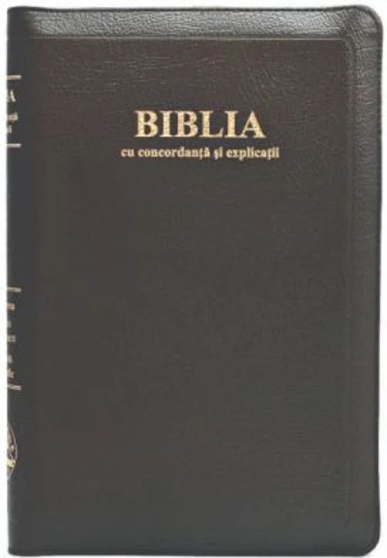 Biblia cu concordanta si explicatii mare, 077 ZTI, coperta piele neagra, fermoar, index