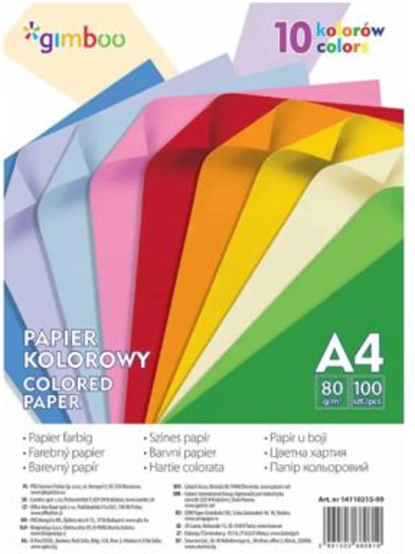 Set 100 bucati hartie colorata Creative Craft 80 g in 10 culori