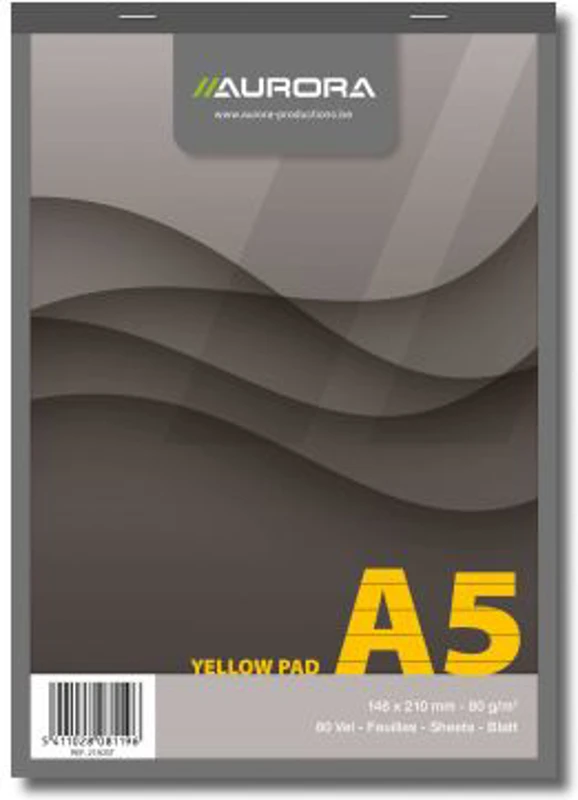 Blocnotes capsat, A5, 80 file - 80gsm, microperforatii, AURORA Office - dictando - hartie galbena