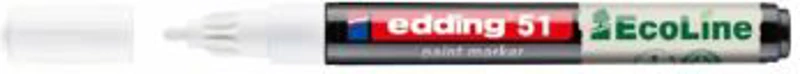 Marker cu vopsea edding Ecoline 51, corp din plastic reciclat, varf rotund, 1-2 mm, alb