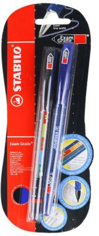 Pix fara mecanism Stabilo Exam Grade, G, 0. 4 mm, 2 culori/blister, albastru, negru