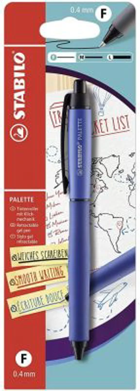 Pix cu gel Stabilo Palette, cu mecanism, varf 0. 4 mm, albastru, blister