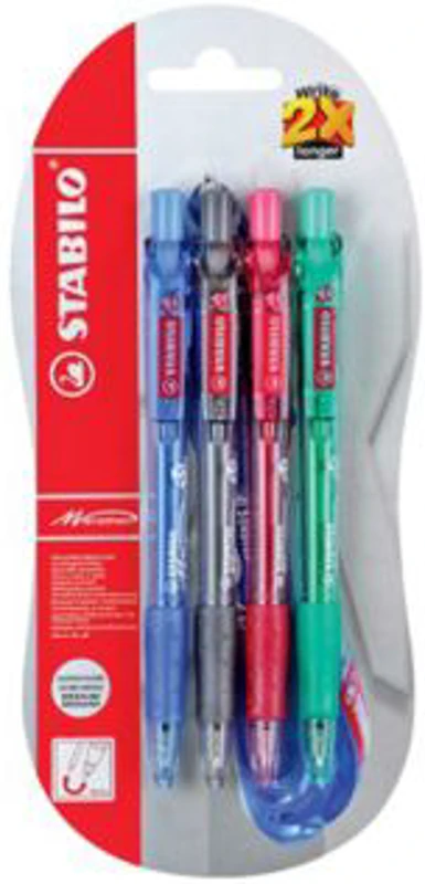 Pix cu mecanism Stabilo Marathon 318, varf 0. 45 mm, 4 culori/set