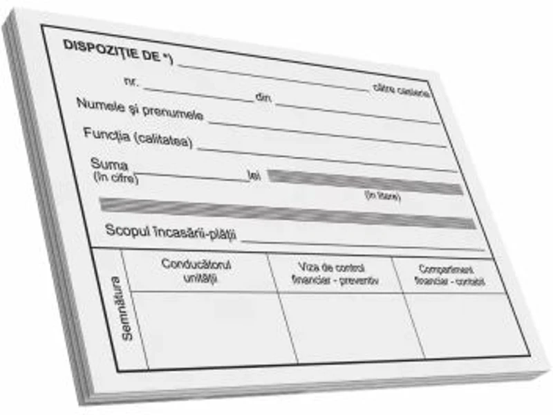 Dispozitie plata catre casierie, A6, 100 file, fata-verso, 3 bucati/set