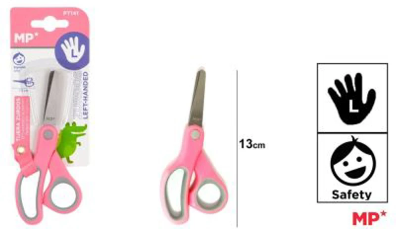 Foarfeca scolara pentru stangaci Main Paper, 13 cm, roz