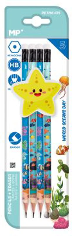 Set 4 creioane Main Paper, cu radiera