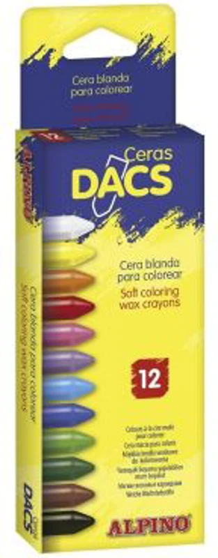 Creioane cerate soft, cutie carton, 12 culori/cutie, ALPINO Dacs