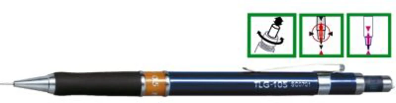Creion mecanic profesional PENAC TLG-105, 0.5mm, con metalic, varf cilindric fix, inel maro