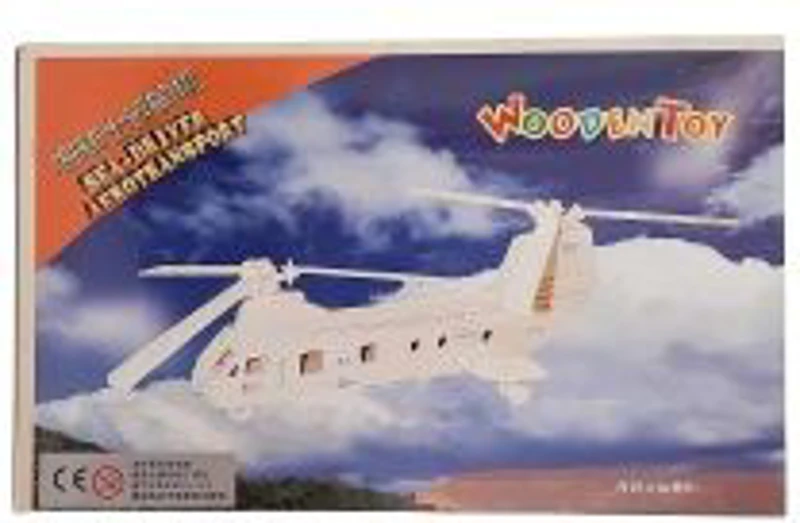 Puzzle lemn 3D - Elicopter militar cu 2 elicii, 3 foi, Colorarte, PJ-S111