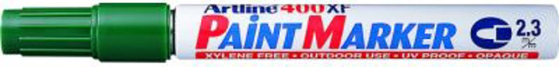 Marker cu vopsea ARTLINE 400XF, corp metalic, varf rotund 2.3mm - verde
