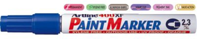 Marker cu vopsea ARTLINE 400XF, corp metalic, varf rotund 2.3mm - albastru