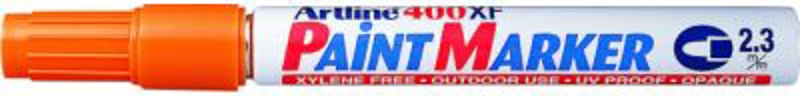 Marker cu vopsea ARTLINE 400XF, corp metalic, varf rotund 2.3mm - portocaliu