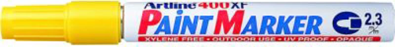 Marker cu vopsea ARTLINE 400XF, corp metalic, varf rotund 2.3mm - galben