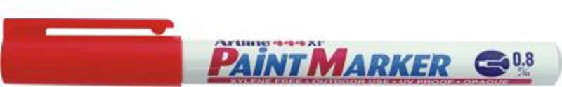 Marker cu vopsea ARTLINE 444XF, corp metalic, varf rotund 0.8mm - rosu