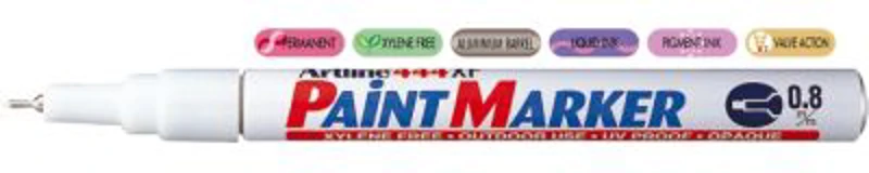 Marker cu vopsea ARTLINE 444XF, corp metalic, varf rotund 0.8mm - alb