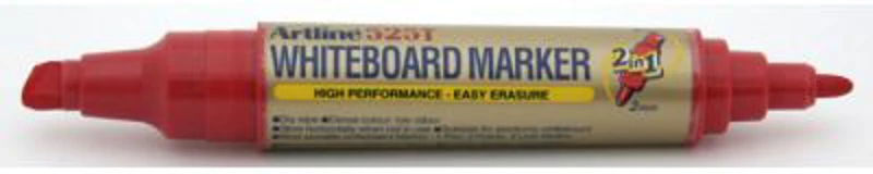 Marker pentru tabla de scris ARTLINE 525T, doua capete - varf rotund 2. 0mm/tesit 5. 0mm - rosu