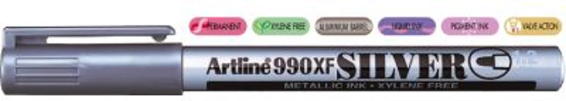 Marker cu vopsea ARTLINE 990XF, corp metalic, varf rotund 1.2mm - argintiu