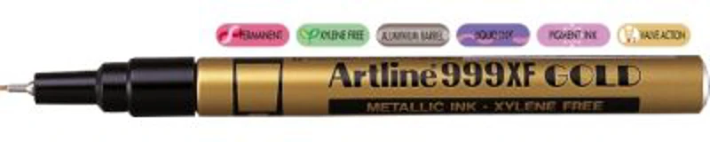 Marker cu vopsea ARTLINE 999XF, corp metalic, varf rotund 0.8mm - auriu