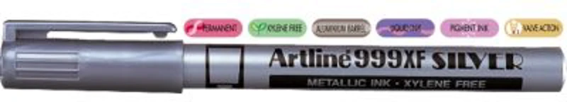 Marker cu vopsea ARTLINE 999XF, corp metalic, varf rotund 0.8mm - argintiu
