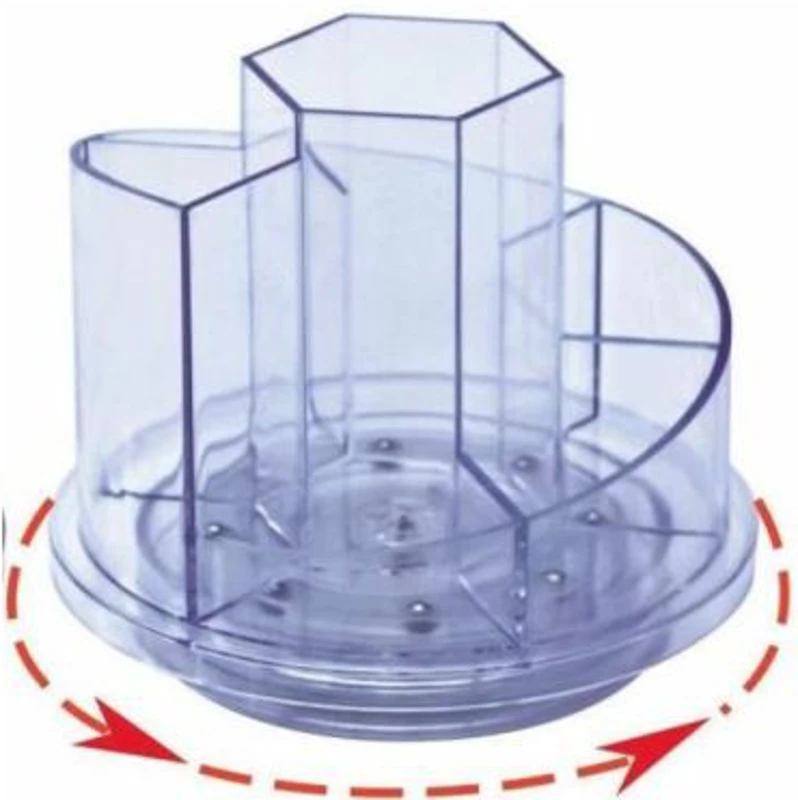 Suport plastic pentru accesorii de birou, rotativ, 7 compartimente, KEJEA - transparent