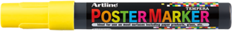Marker pentru poster ARTLINE, corp plastic, varf rotund 2mm - galben fluorescent