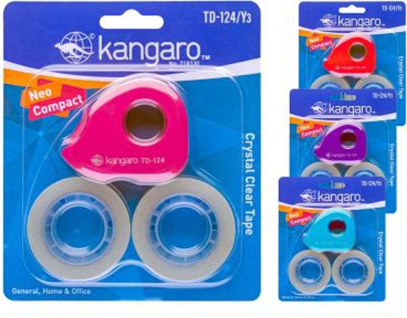 Dispenser birou Kangaro mini TD-124/Y3, cu 2 benzi adezive transparente incluse, diverse culori