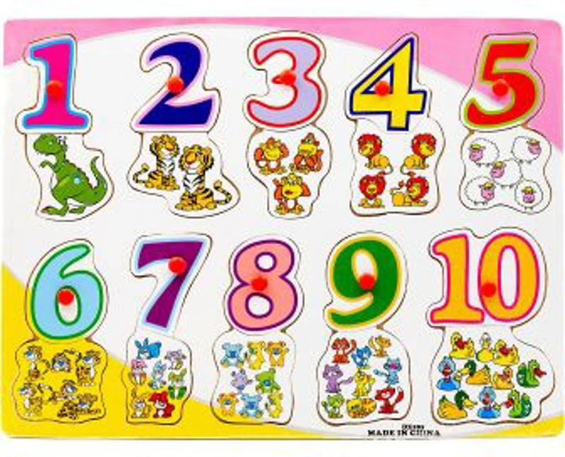 Puzzle lemn educativ - Invata cifre si animale, 3+ ani, Colorarte, DX585