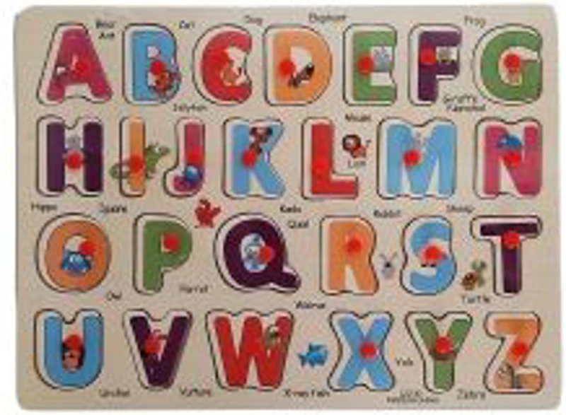 Puzzle lemn educativ - Invata literele cu animale, 26 piese, 3+ ani, Colorarte, L22-30, DX527