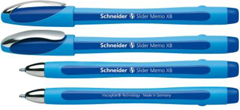 Pix SCHNEIDER Slider Memo XB, rubber grip, accesorii metalice - scriere albastra