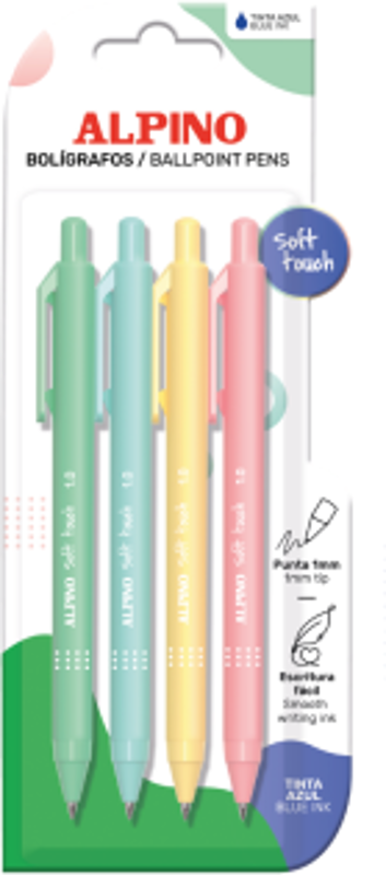 Pixuri asortate pastel 4 buc/set, Alpino Soft Touch