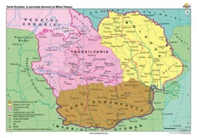 Tarile Romane in timpul domniei lui Mihai Viteazu, 140x100 cm, CR-3212B