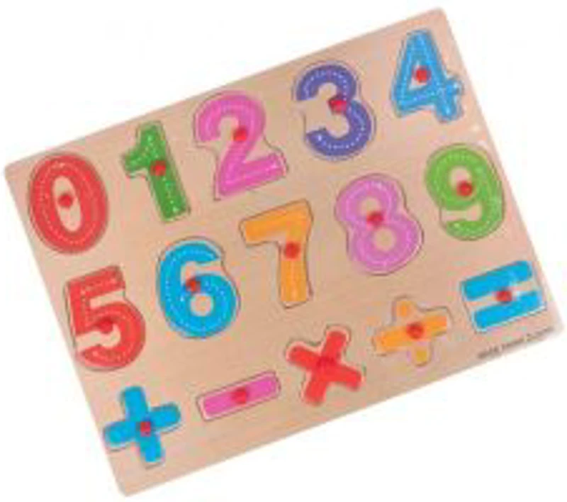 Puzzle lemn educativ - Invata Cifre 0-9 si semne matematice, 15 piese, 3+ ani, Colorarte, 2KB037/MWZ-721, DX570