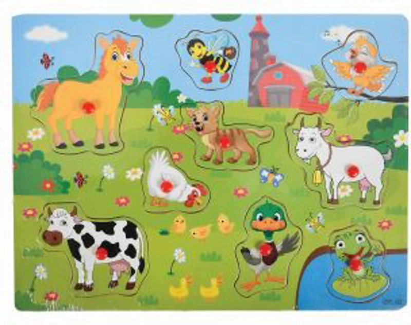 Puzzle lemn educativ - Animale de la ferma, 9 piese, 3+ ani, Colorarte, XX008/DX542/ ZRP 201