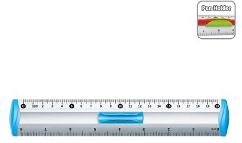 Rigla Keyroad KR971537, 20cm, aluminiu, diverse culori, cu suport creion