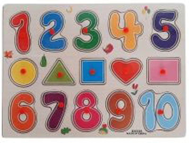 Puzzle lemn educativ - Cifre si forme, 15 piese, 3+ ani, Colorarte, DX 538