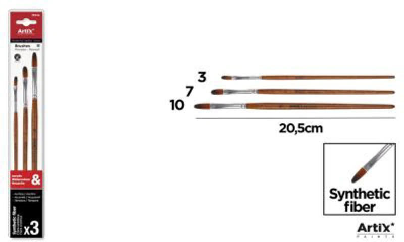 Set 3 pensule Main Paper, numarul 3, 7, 10, blister