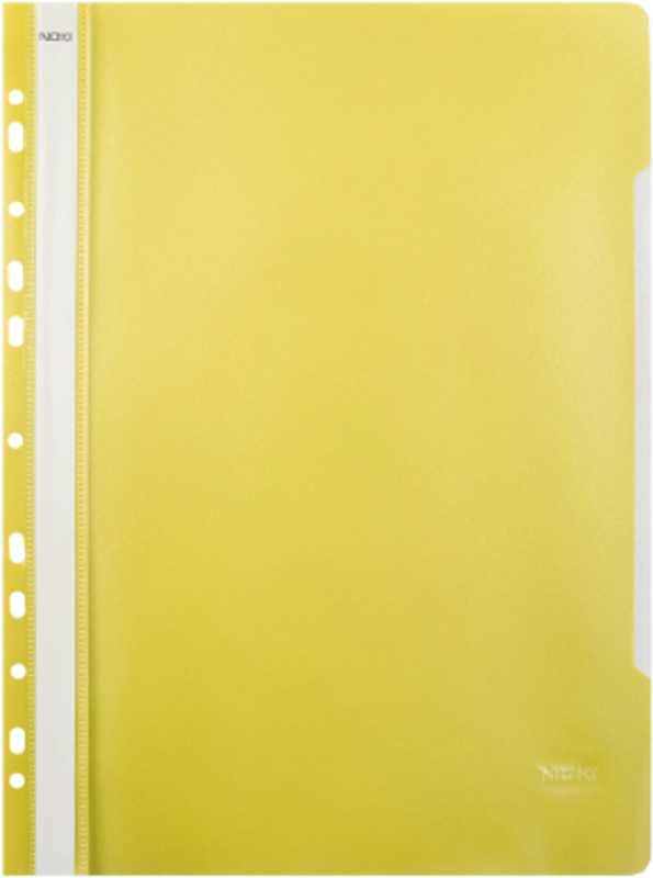 Dosar cu sina Noki 482011-030, plastic, galben, multiperforatii pentru arhivare, colturi rotunjite, set 25 buc
