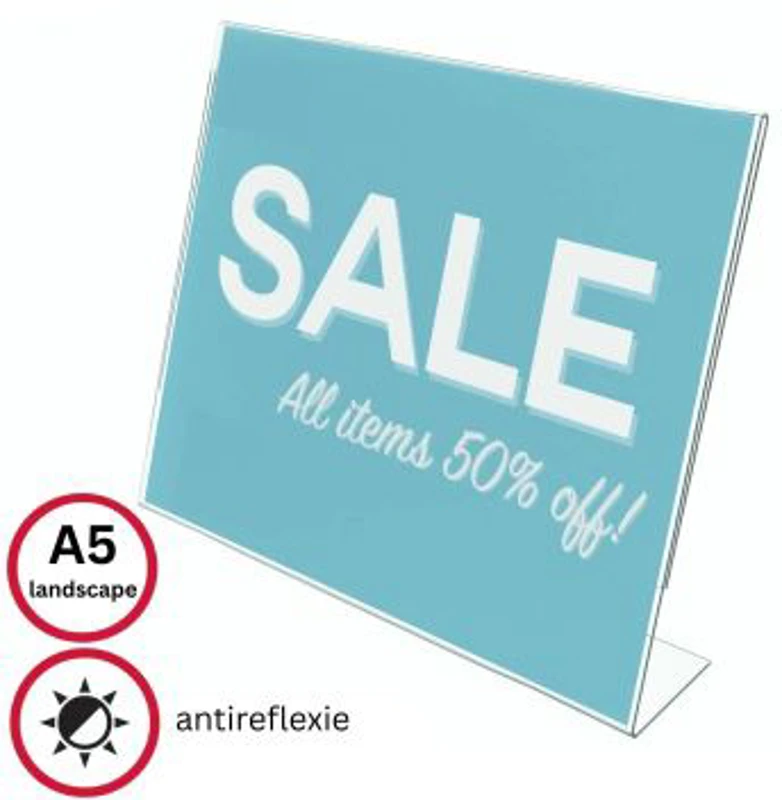 Display prezentare Deflecto SSLA515, A5, landscape, forma L, plastic