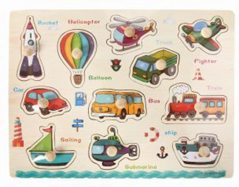 Puzzle lemn educativ - Invata vehicule, 11 piese, 3+ ani, Colorarte, A-3021