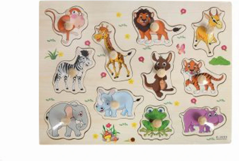 Puzzle lemn educativ - Invata animale salbatice, 11 piese, 3+ ani, Colorarte, A-3009